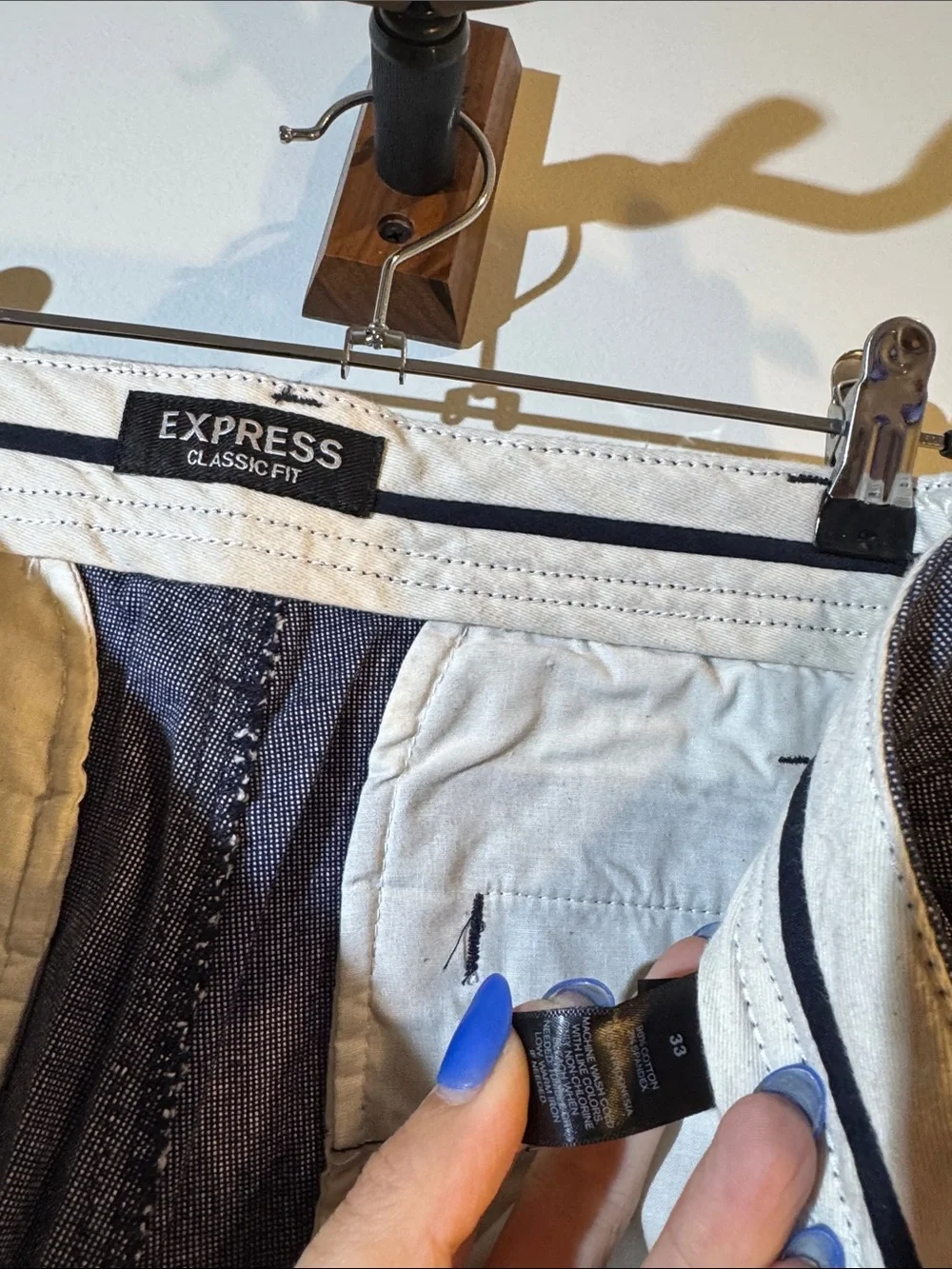 Express Men's Heathered Navy Flat Front Shorts